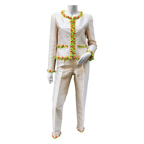 white chanel pantsuit|pre owned Chanel pants.